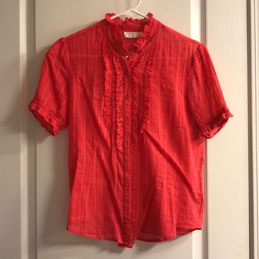 Pink short sleeve button up. Boutique in Charlotte